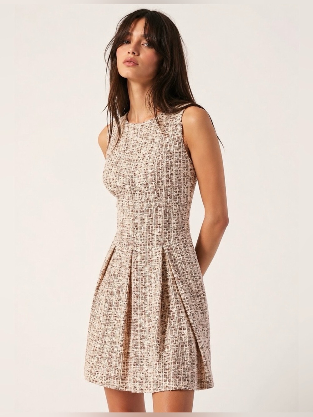 NATORI Tweed Pleated Dress✨NWT $160 Sz 4